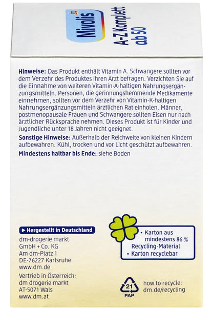 Mivolis A‑Z Komplett Depot ab 50 Tabletten 100 St. – Langzeit‑Depot Multivitamin