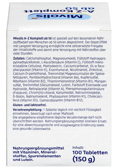 Mivolis A‑Z Komplett Depot ab 50 Tabletten 100 St. – Langzeit‑Depot Multivitamin