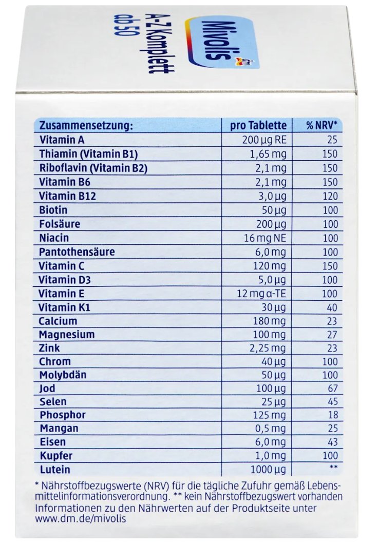 Mivolis A‑Z Komplett Depot ab 50 Tabletten 100 St. – Langzeit‑Depot Multivitamin