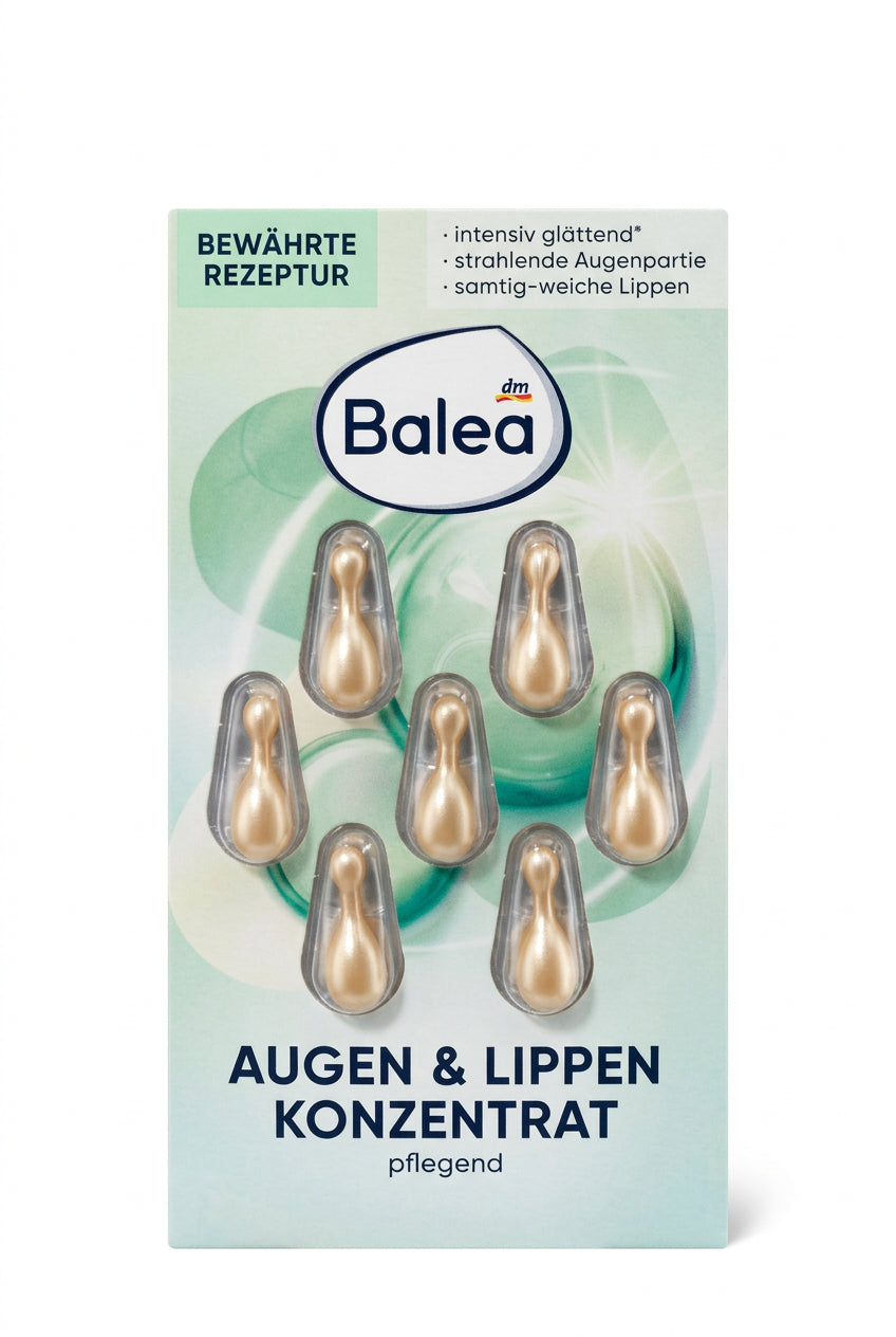Balea 綠茶 角鯊烷 眼唇修護精華膠囊，7顆裝