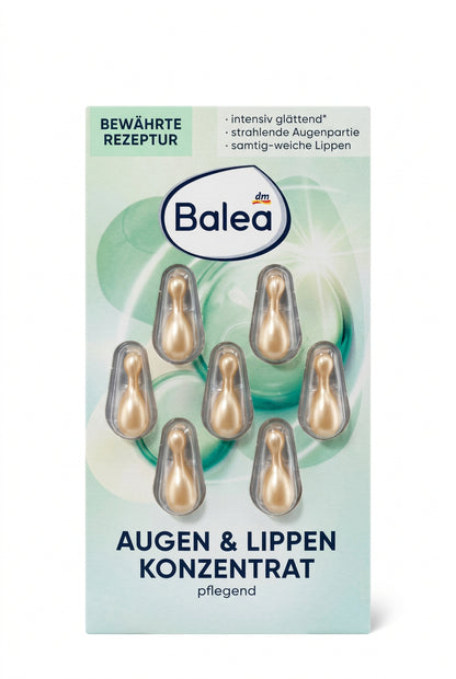 Balea 綠茶 角鯊烷 眼唇修護精華膠囊，7顆裝