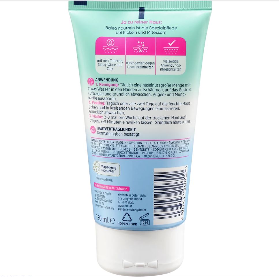 Balea 清潔、去角質和面膜三合一，150 ml