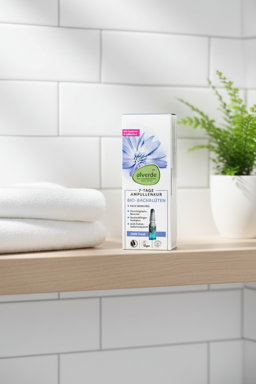alverde 7-Tage Ampullenkur – Bathroom Lifestyle Scene