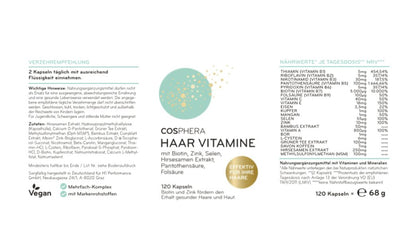 Cosphera 頭髮維生素膠囊 – 適用於頭髮、皮膚和指甲，120 粒
