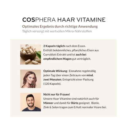 Cosphera 頭髮維生素膠囊 – 適用於頭髮、皮膚和指甲，120 粒