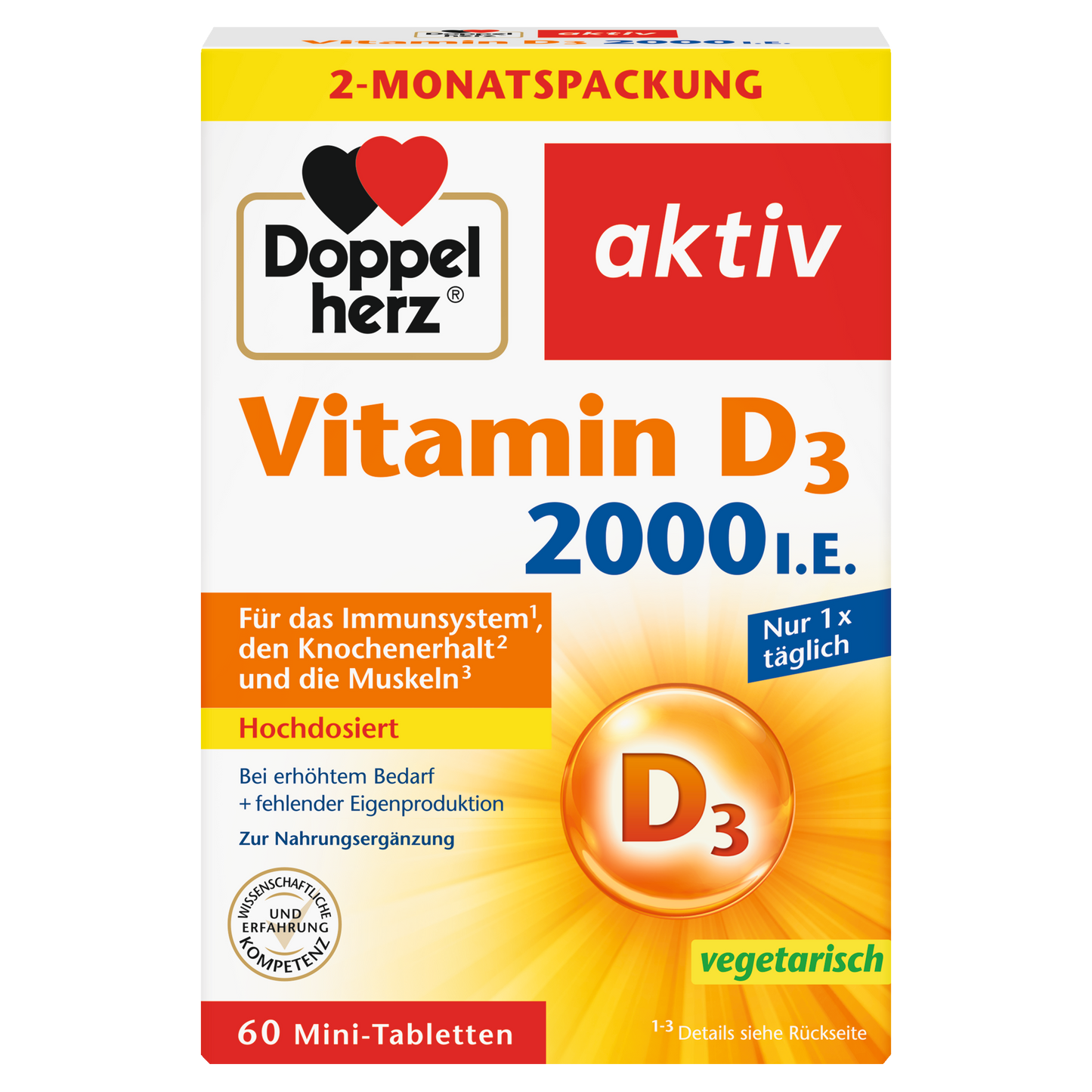 Doppelherz 活力維生素 D3 2000IU 高劑量錠（60顆）｜補鈣助免疫、強健骨骼肌肉