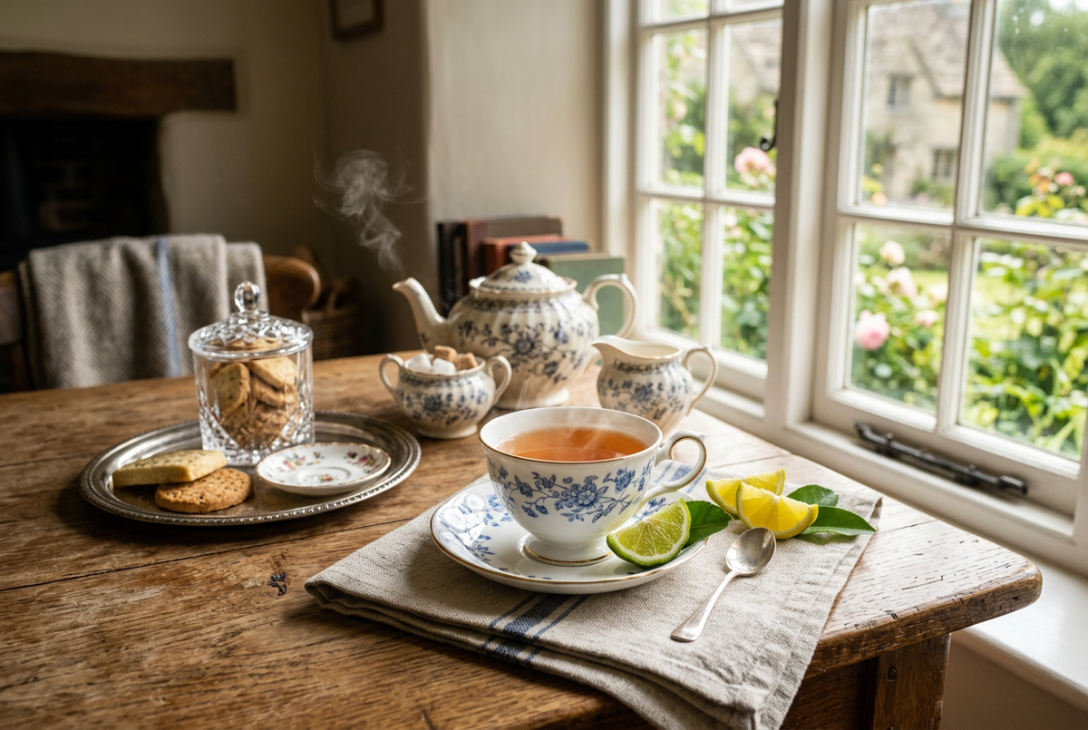 Elegant Earl Grey afternoon tea scene