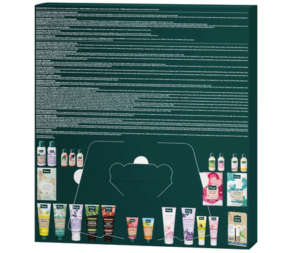 Kneipp Adventskalender 2026, Rückseite der Verpackung mit Produktangaben
