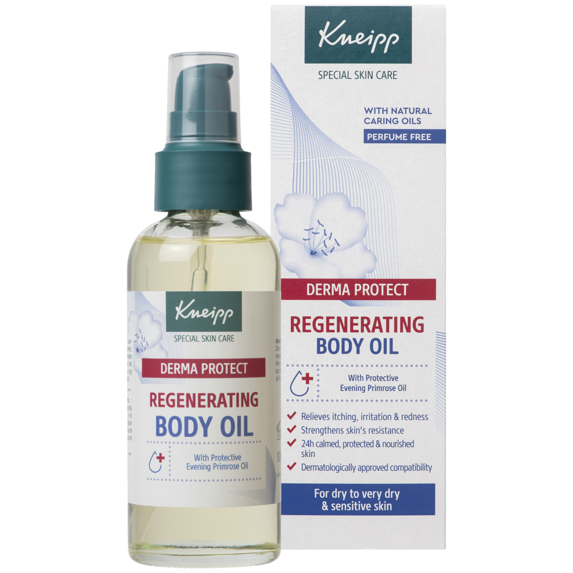 Kneipp Hautöl Derma Protect 100 ml, Vorderseite der Flasche