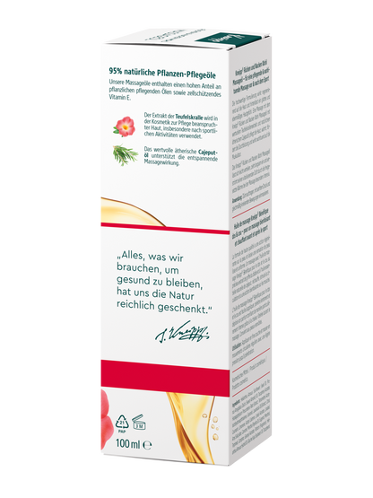 Kneipp Rücken + Nacken Wohl Massageöl 100 ml, linke Seitenansicht der Flasche