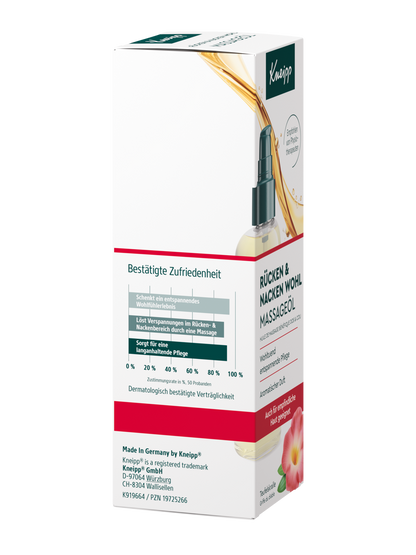 Kneipp Rücken + Nacken Wohl Massageöl 100 ml, rechte Seitenansicht der Flasche
