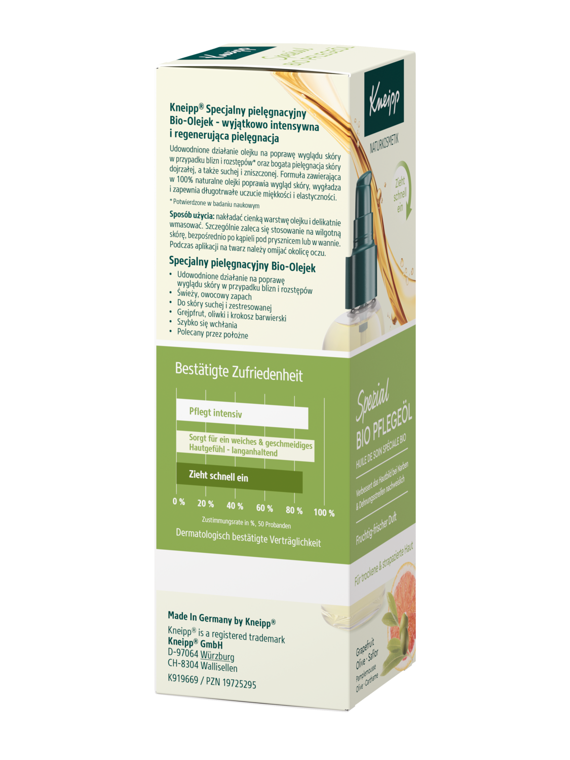 Kneipp Spezial Bio Pflegeöl 100 ml, rechte Seitenansicht der Flasche
