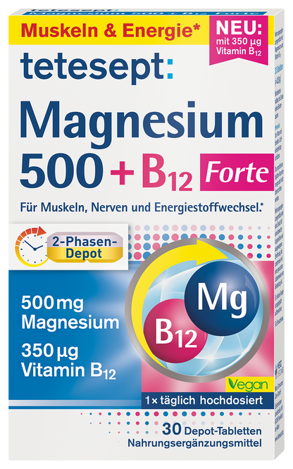 Tetesept Magnesium 500 + B12 2-Phasen-Depot 30 Stück