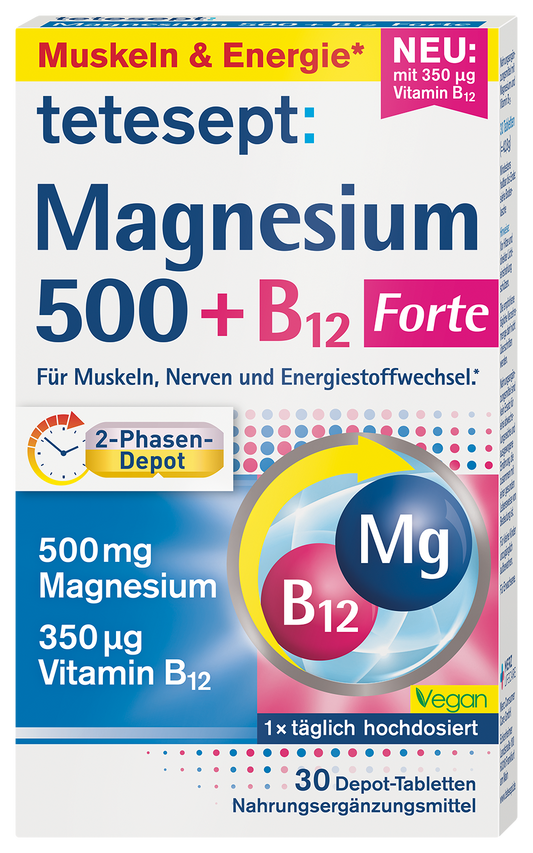 Tetesept Magnesium 500 + B12 2-Phasen-Depot 30 Stück