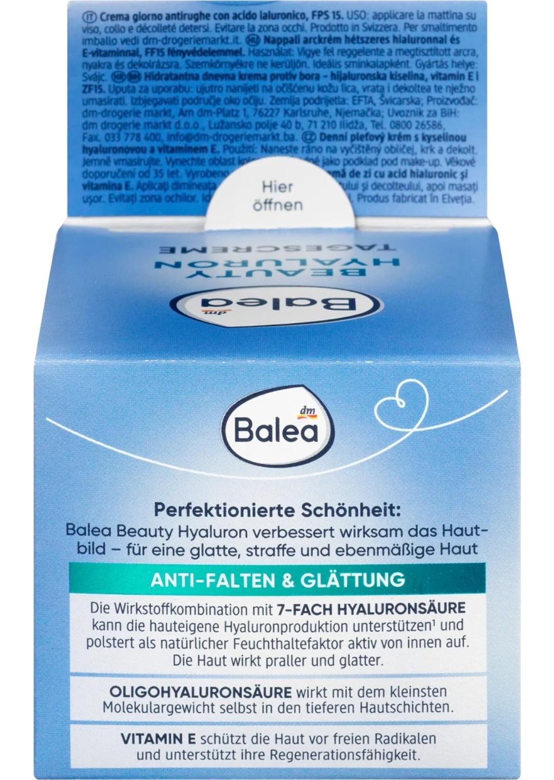 Balea Gesichtscreme Anti Falten Beauty Hyaluron LSF 15, 50 ml