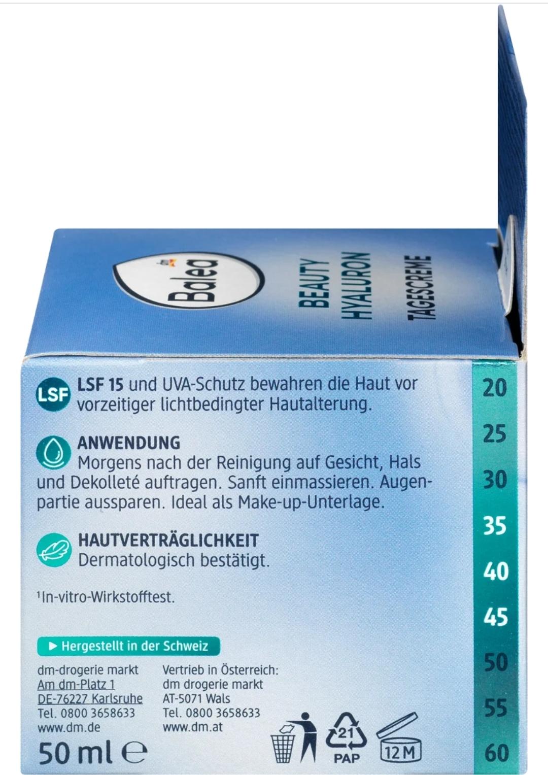 Balea Gesichtscreme Anti Falten Beauty Hyaluron LSF 15, 50 ml