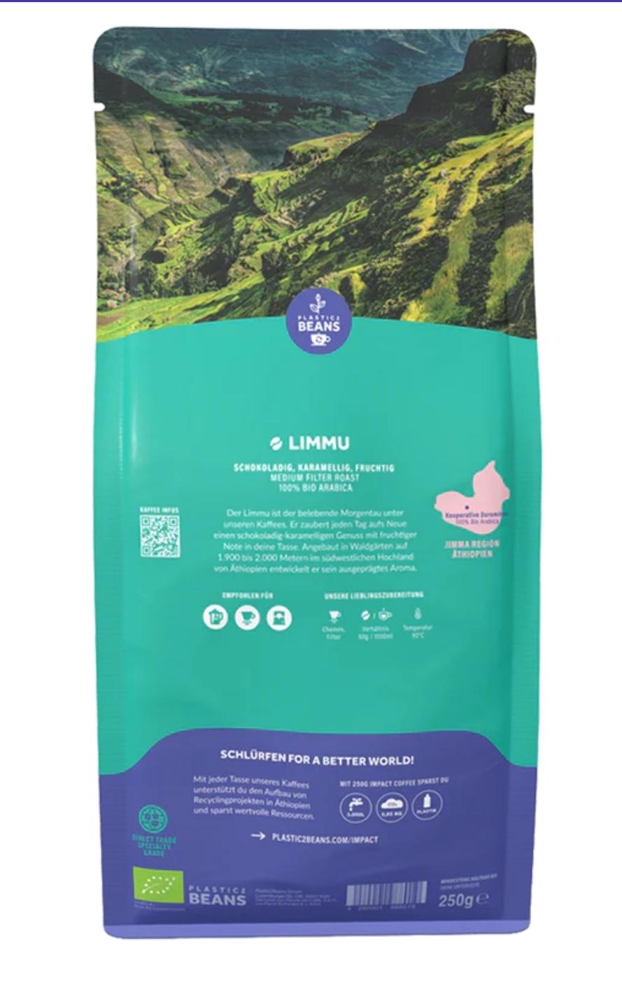 Plastic2beans Limmu - 100% 有機阿拉比卡咖啡（巧克力口味）250克
