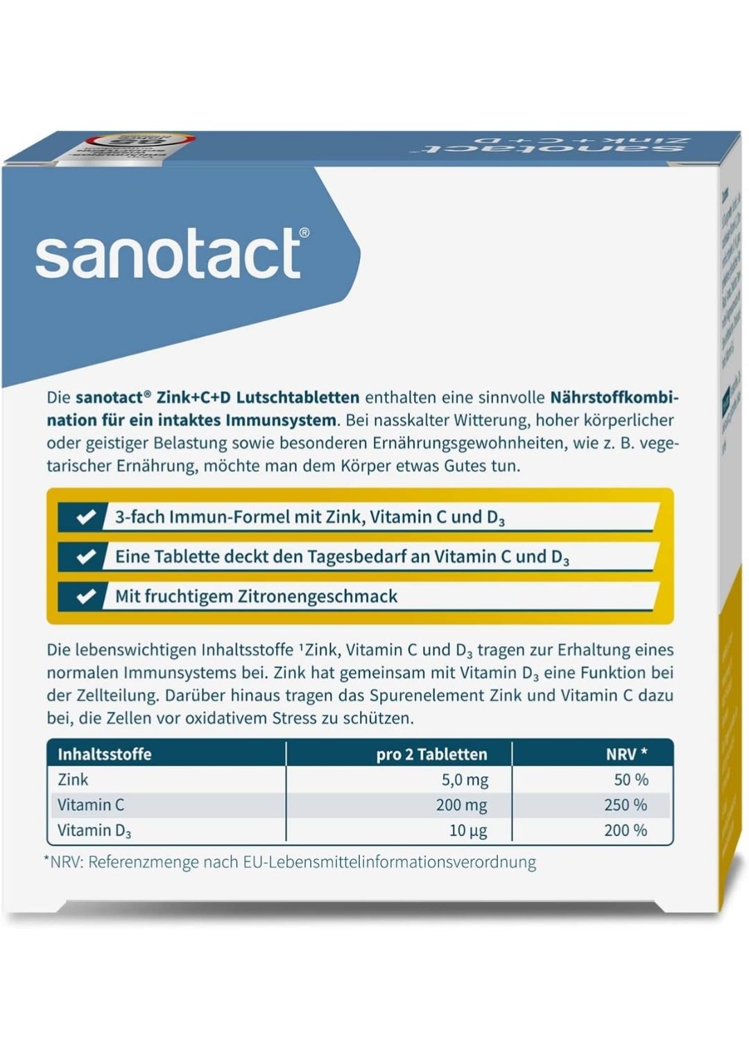 Sanotact Zink + C + D Lutschtabletten