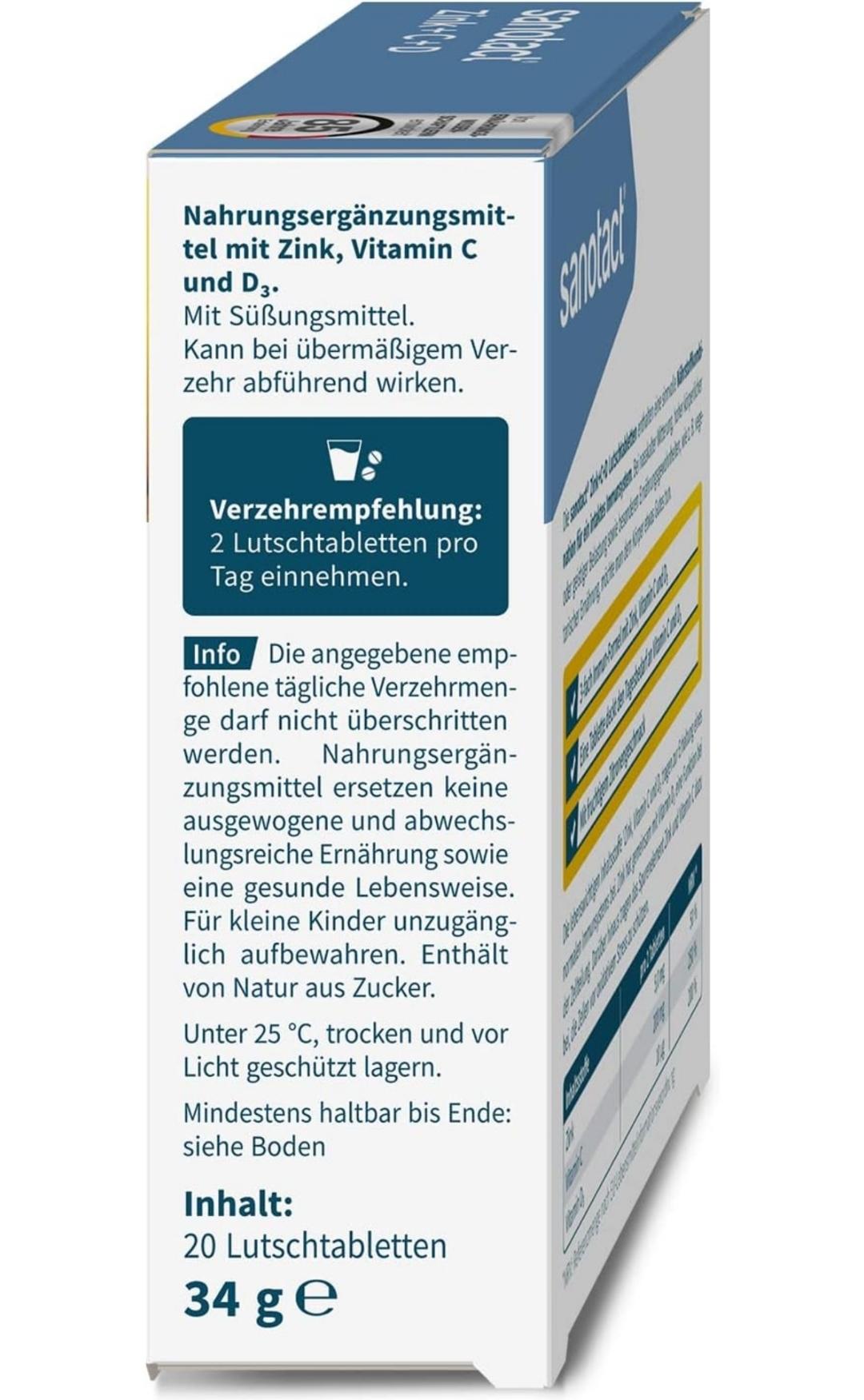 Sanotact Zink + C + D Lutschtabletten