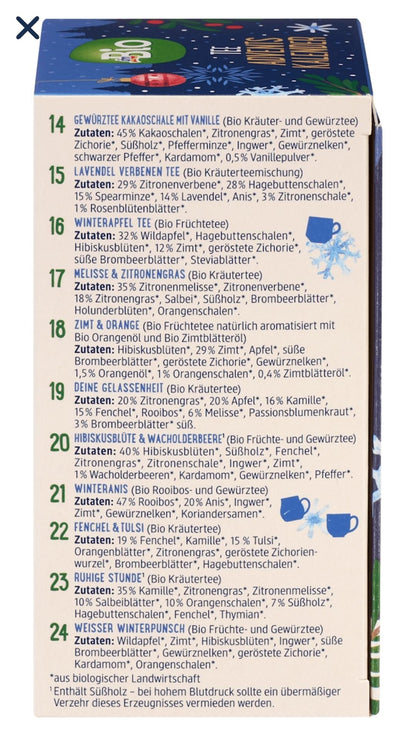 dmBio Adventskalender 2025, 24 Feine Teesorten