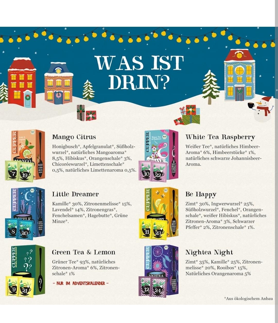 Cupper Adventskalender 2025, 24 Tassen Teegenuss, 1 St
