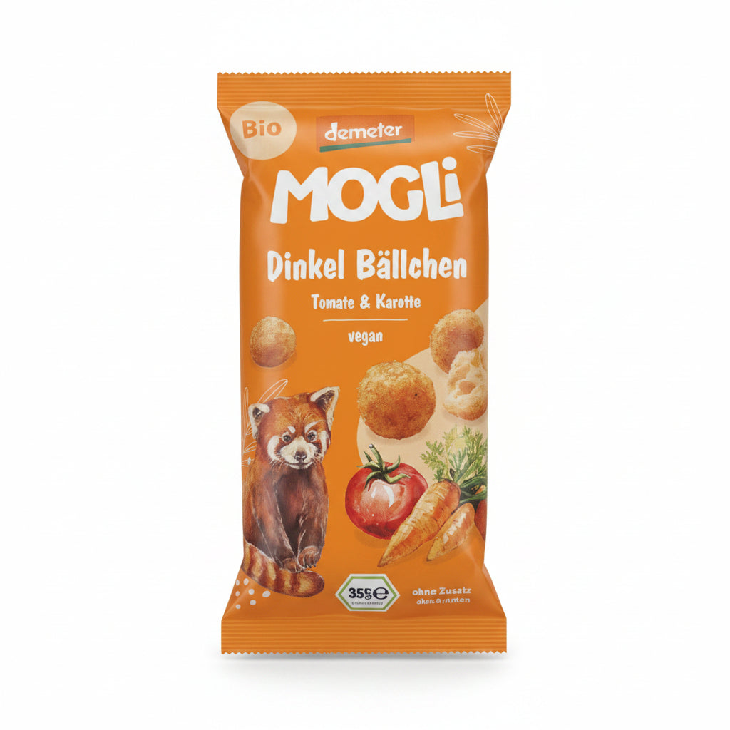 MOGLi Spelt Puffs Tomato & Carrot – Organic Kids' Snack, 40 g