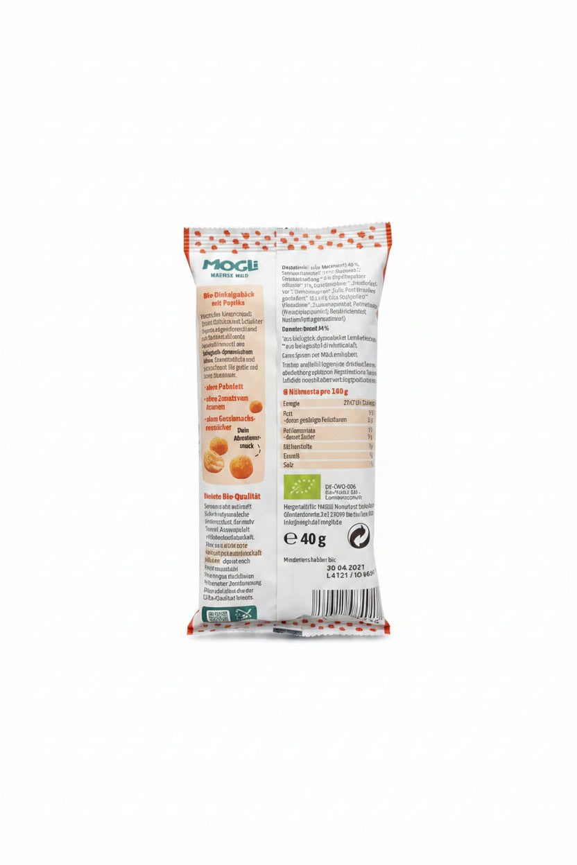 MOGLi Dinkel Bällchen Paprika – Bio Kindersnack, 40 g