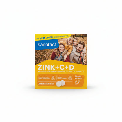 sanotact 鋅 + 維生素 C + D3 含片 20 入｜3 倍免疫配方 檸檬口味