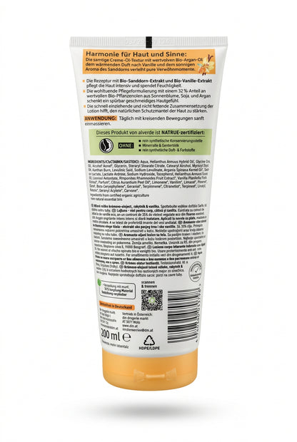 alverde Aroma Harmonie Creme-Öl-Lotion Sanddorn & Vanille, 200 ml