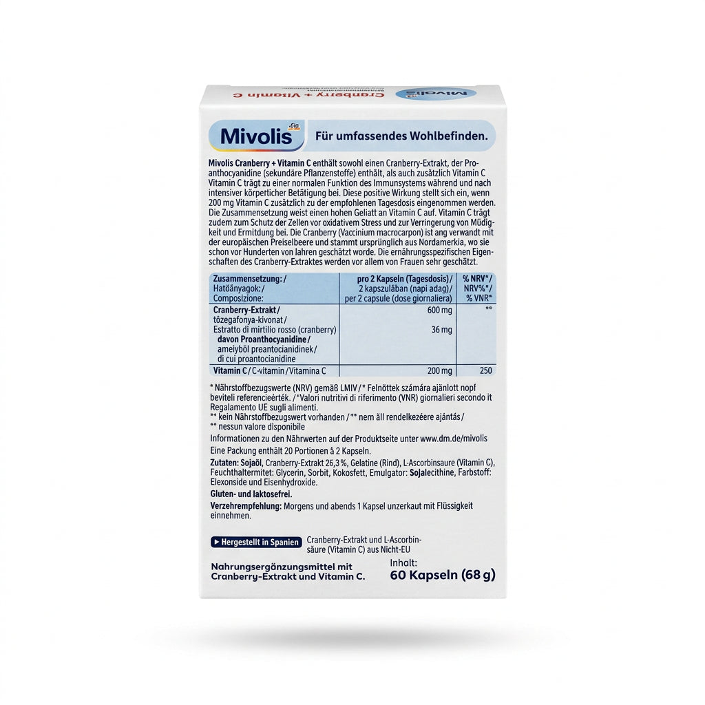 Mivolis 蔓越莓萃取 600mg＋維生素C 200mg 膠囊 60 粒（含前花青素）