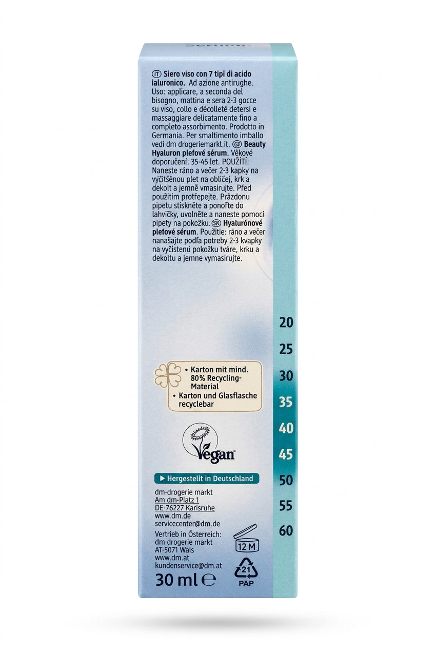 Balea Beauty Hyaluron Serum mit 7-fach Hyaluronsäure – für Gesicht, Hals & Dekolleté – 30 ml