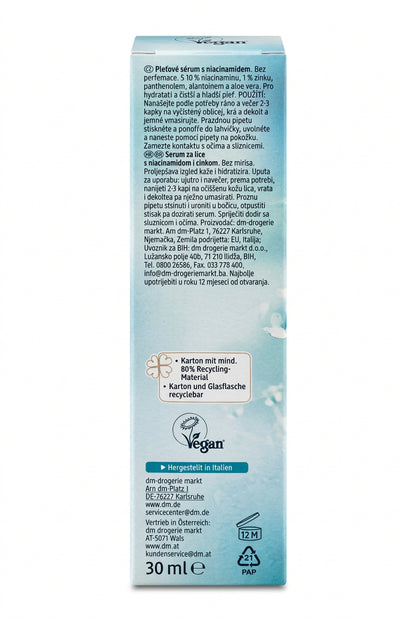 Balea Niacinamide Serum mit 10 % Niacinamide & 1 % Zink – auch für ölige und Mischhaut – 30 ml