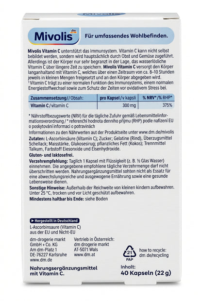 Mivolis 維生素C 300mg 緩釋膠囊 40粒