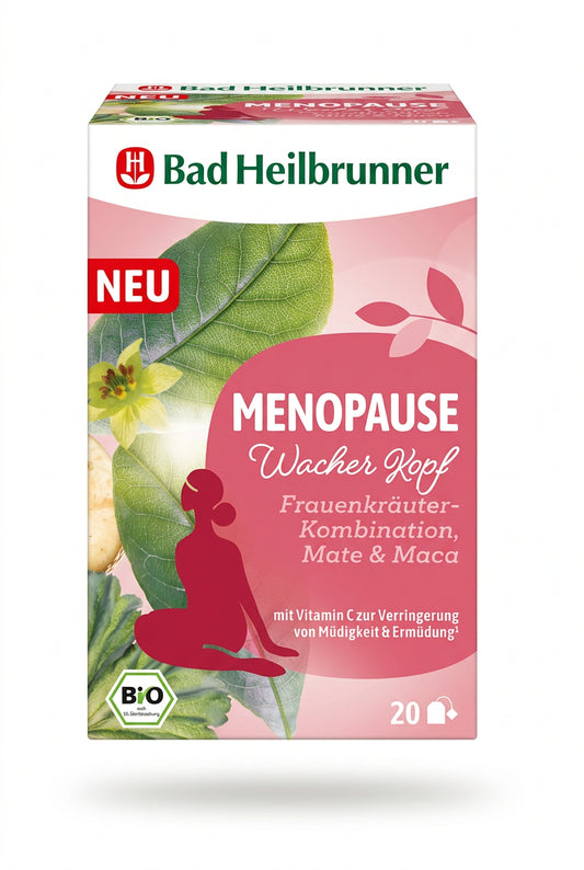 Bad Heilbrunner Menopause Wacher Kopf Organic Herbal Tea with Mate & Maca – 20 Tea Bags