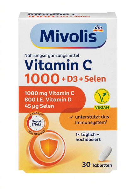 Mivolis 維生素C 1000mg＋維生素D3 800IU＋硒 緩釋錠 30錠