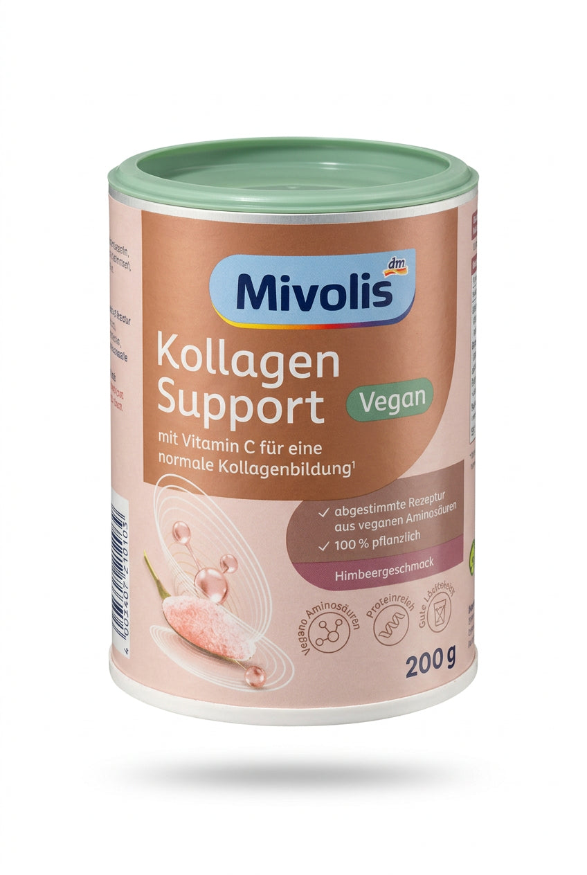 Mivolis Kollagen Support 純素胺基酸粉（含維他命C＋鋅）覆盆子口味 200g