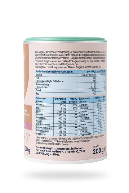 Mivolis Kollagen Support 純素胺基酸粉（含維他命C＋鋅）覆盆子口味 200g