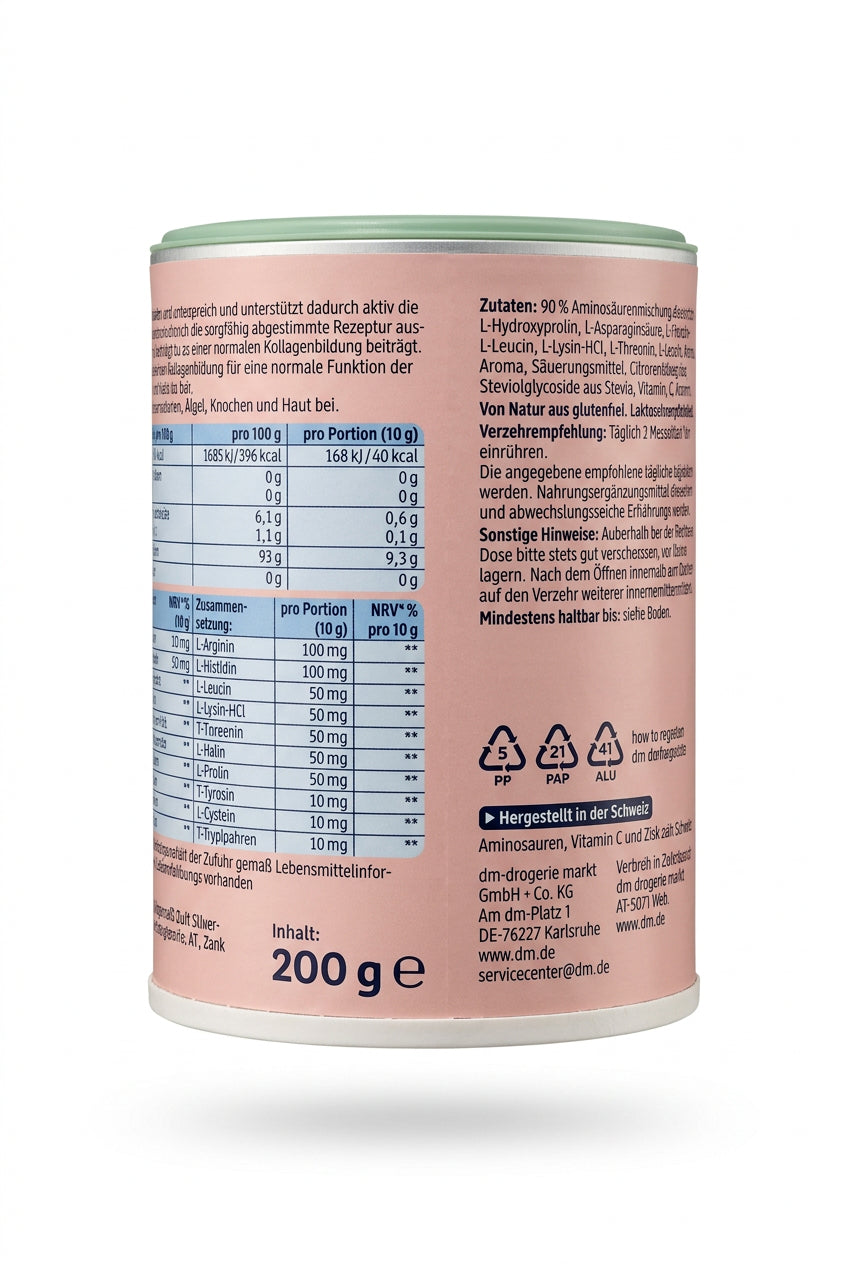 Mivolis Kollagen Support 純素胺基酸粉（含維他命C＋鋅）覆盆子口味 200g