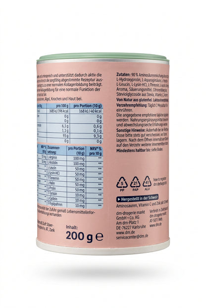 Mivolis Kollagen Support 純素胺基酸粉（含維他命C＋鋅）覆盆子口味 200g