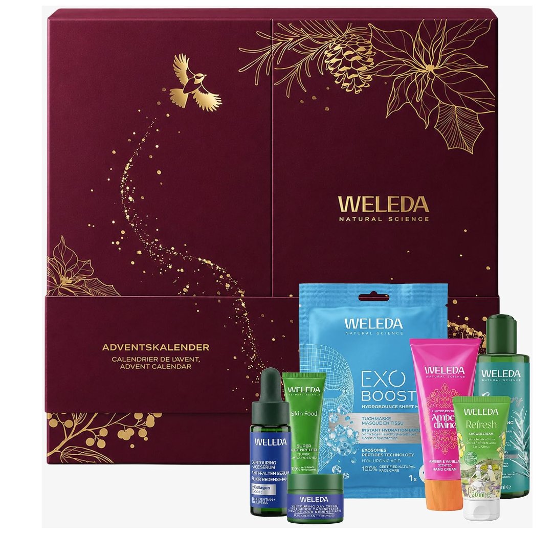 Weleda Adventskalender 2026, Vorderseite mit illustriertem Winterwald-Motiv